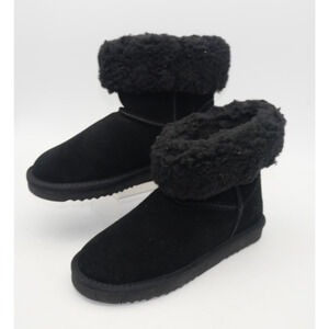 NEW Morgan Taylor Women's 5 Black Boots Winter Comfort Slip On Faux Fur Macy's